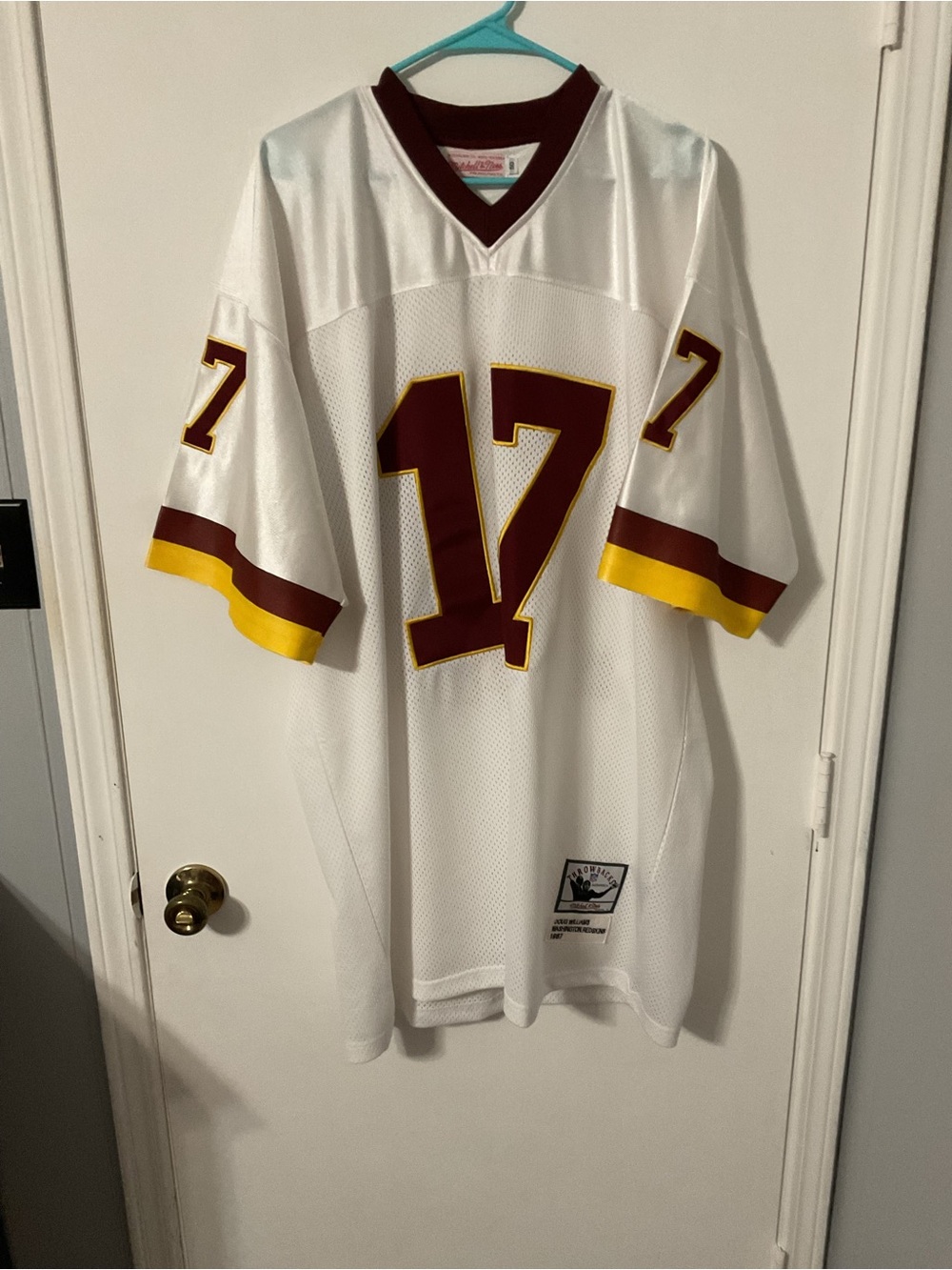 Mitchell & Ness White Burgundy and Gold #17 Football Jersey